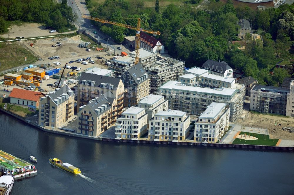 Potsdam aus der Vogelperspektive: Bauarbeiten in der historischen Speicherstadt von Potsdam, der Landeshauptstadt von Brandenburg