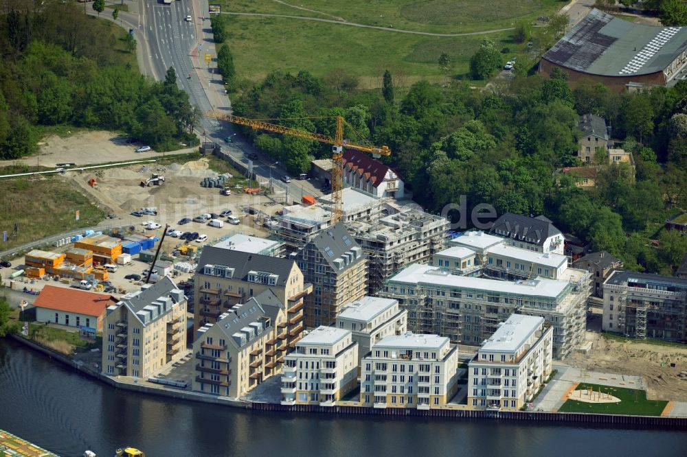 Luftbild Potsdam - Bauarbeiten in der historischen Speicherstadt von Potsdam, der Landeshauptstadt von Brandenburg