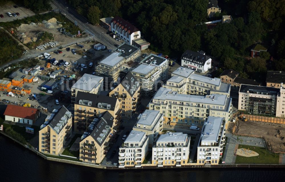 Luftbild Potsdam - Bauarbeiten in der historischen Speicherstadt von Potsdam, der Landeshauptstadt von Brandenburg