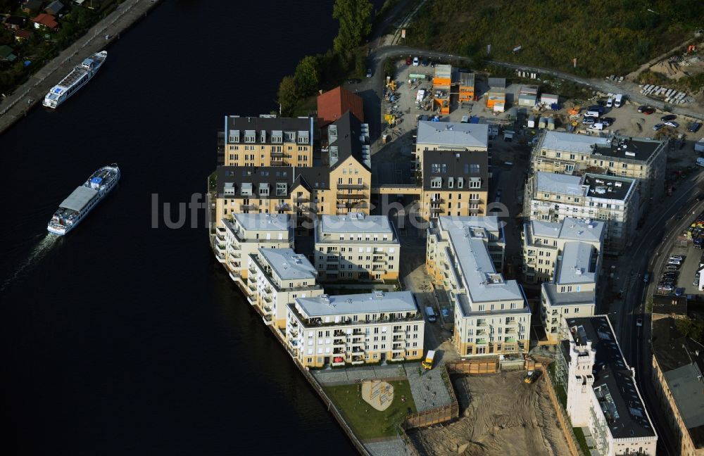 Luftbild Potsdam - Bauarbeiten in der historischen Speicherstadt von Potsdam, der Landeshauptstadt von Brandenburg