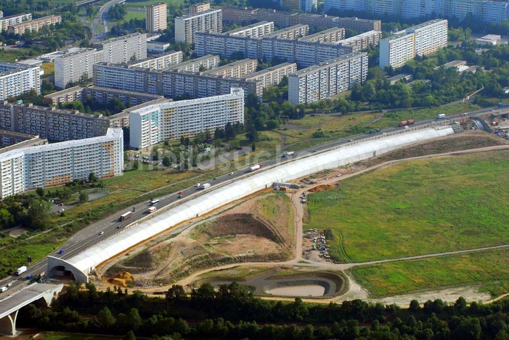 Luftbild Jena - Bauarbeiten an der A4 - Jena Göschwitz/Lobeda