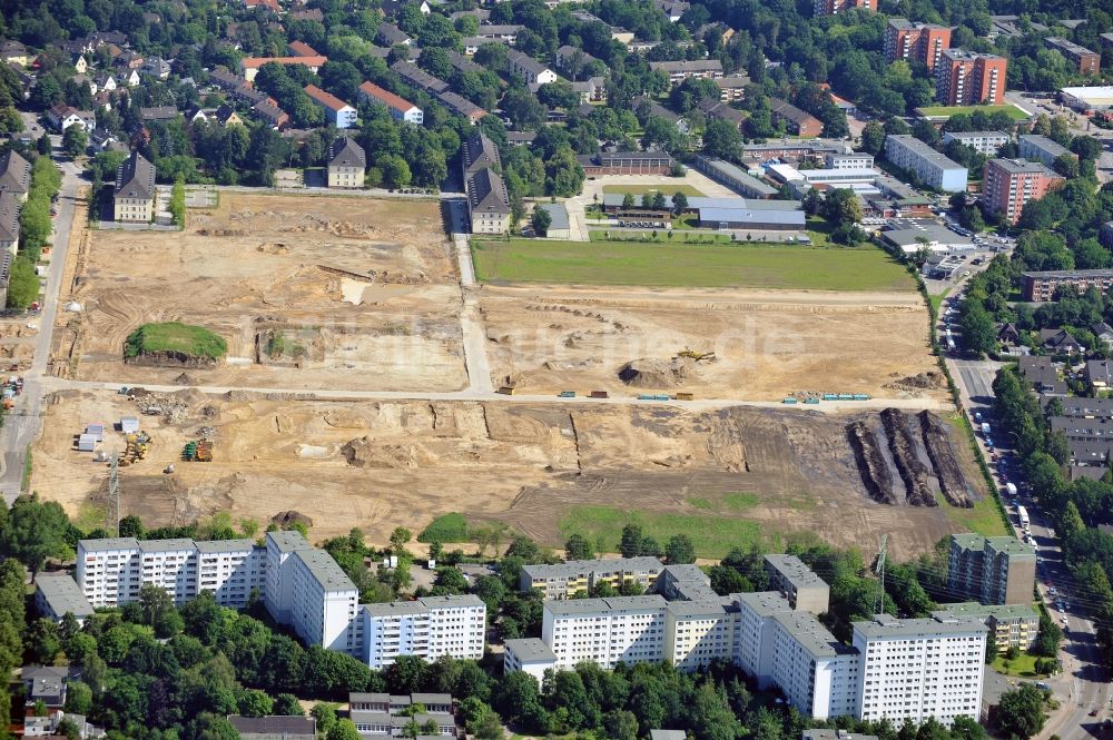 Luftaufnahme Hamburg - Bauarbeiten Jenfelder Au / Erschließungsarbeiten auf dem ehemaligen Gelände der Lettow-Vorbeck-Kaserne in Hamburg - Jenfeld