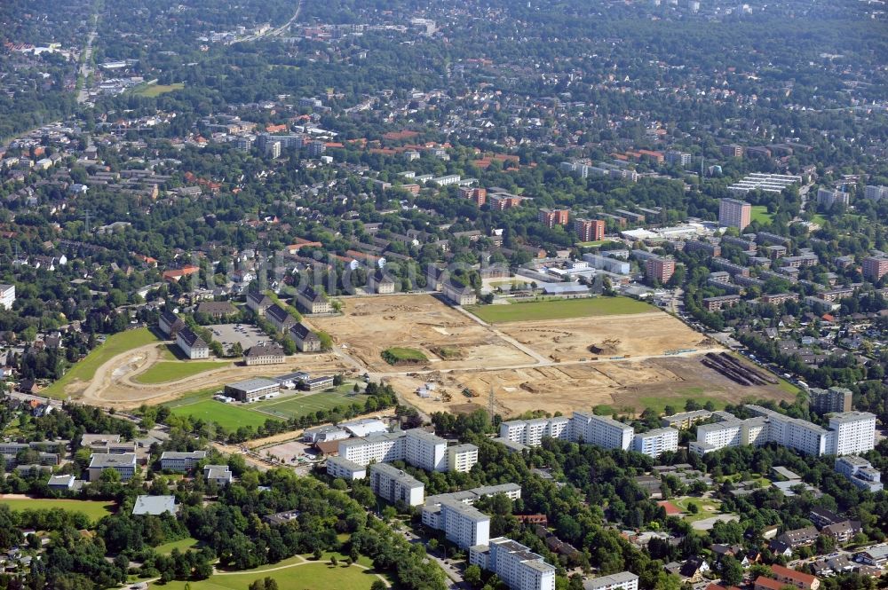 Luftaufnahme Hamburg - Bauarbeiten Jenfelder Au / Erschließungsarbeiten auf dem ehemaligen Gelände der Lettow-Vorbeck-Kaserne in Hamburg - Jenfeld