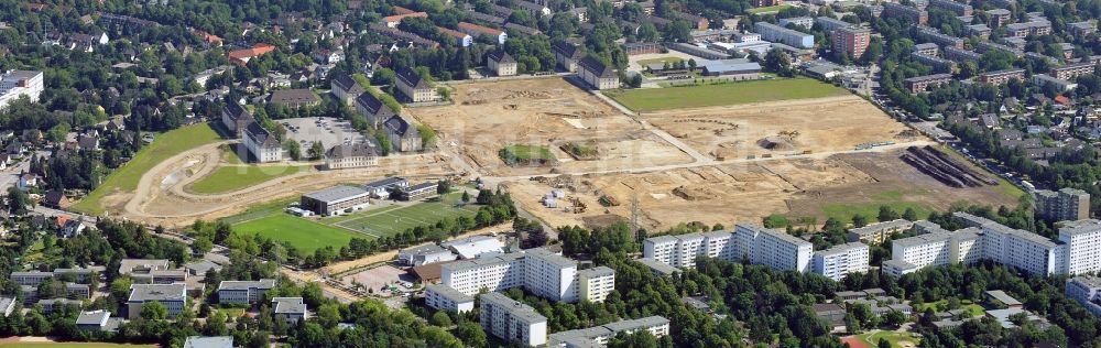 Hamburg von oben - Bauarbeiten Jenfelder Au / Erschließungsarbeiten auf dem ehemaligen Gelände der Lettow-Vorbeck-Kaserne in Hamburg - Jenfeld