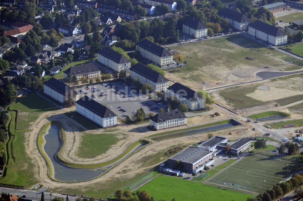 Hamburg Jenfeld aus der Vogelperspektive: Bauarbeiten Jenfelder Au / Erschließungsarbeiten auf dem ehemaligen Gelände der Lettow-Vorbeck-Kaserne in Hamburg - Jenfeld