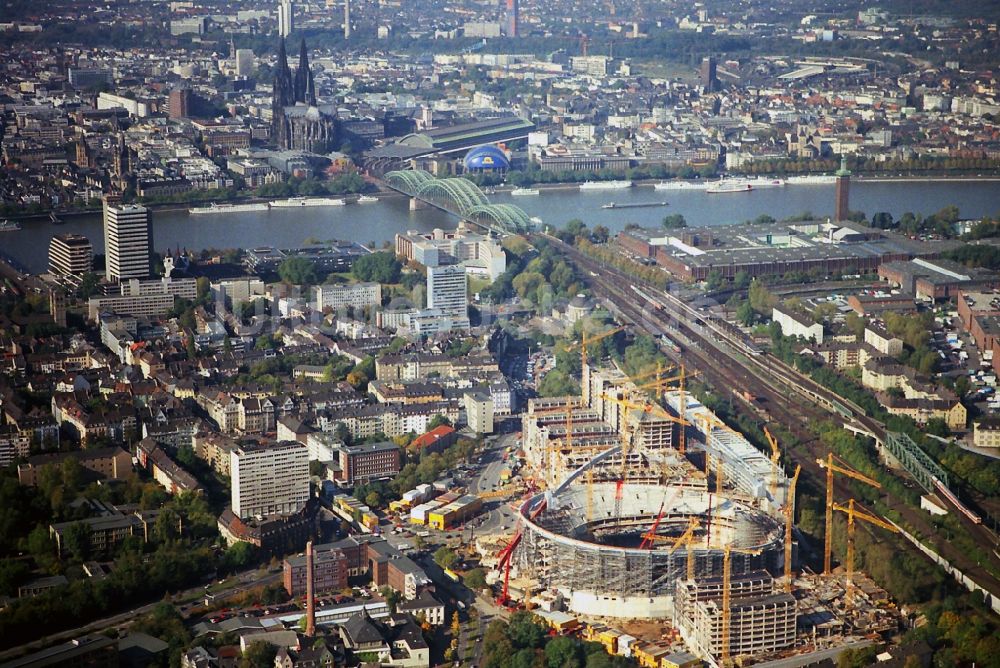 Luftbild Köln - Bauarbeiten am Neubau des Veranstaltungsort LANXESS arena ( bis 2008 Kölnarena ) in Köln im Bundesland Nordrhein-Westfalen