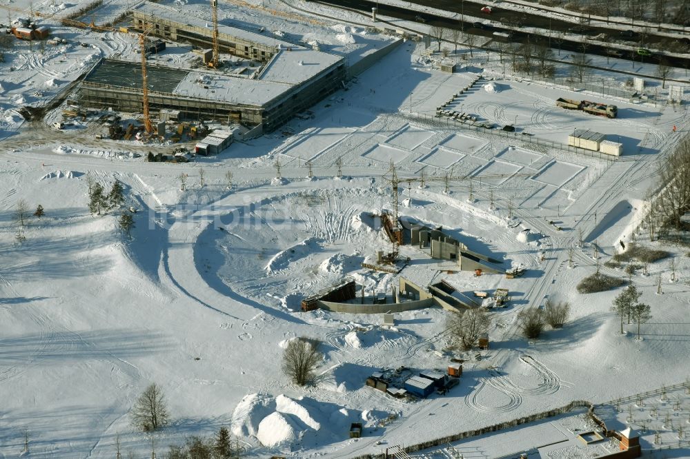 Berlin von oben - Bauarbeiten zu einer neuen Bühne am Gelände der IGA 2017 im Bezirk Marzahn-Hellersdorf in Berlin