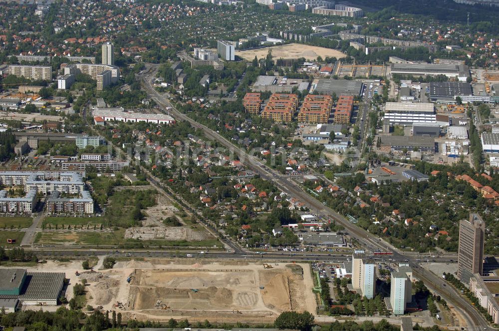 Luftbild Berlin - Bauarbeiten für neues IKEA-Einrichtungshaus in Berlin-Hohenschönhausen