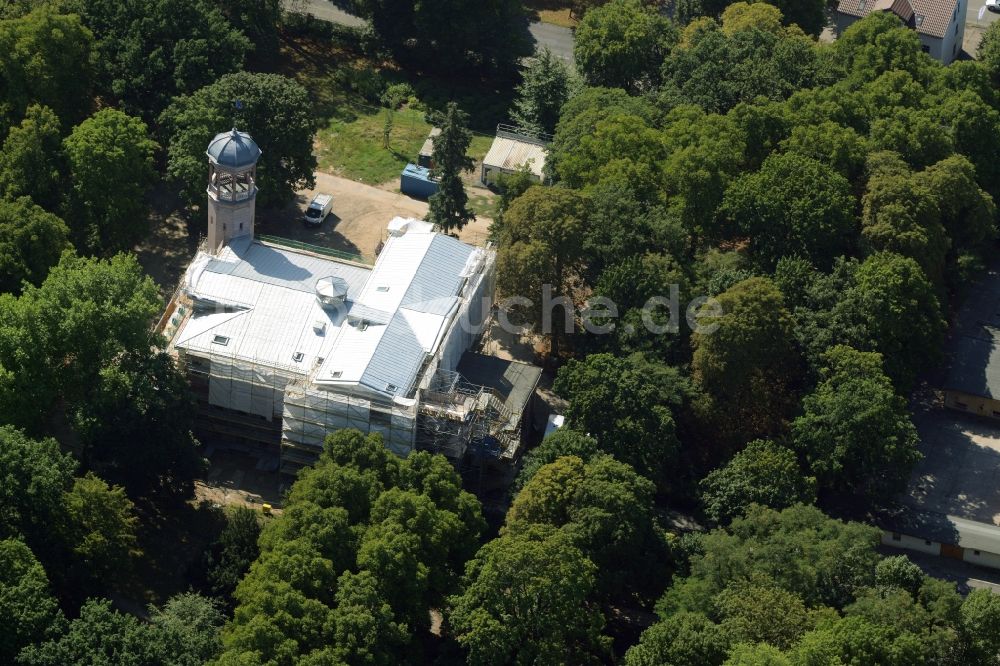 Luftbild Berlin - Bauarbeiten im Rahmen der IGA 2017 am Schloss Biesdorf im Bezirk Marzahn-Hellersdorf in Berlin