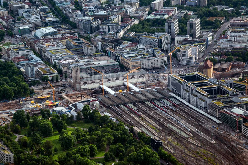 Luftbild Stuttgart - Bauarbeiten Stuttgart 21 am Hauptbahnhof in Stuttgart im Bundesland Baden-Württemberg