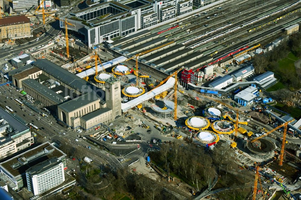 Luftbild Stuttgart - Bauarbeiten Stuttgart 21 am Hauptbahnhof in Stuttgart im Bundesland Baden-Württemberg