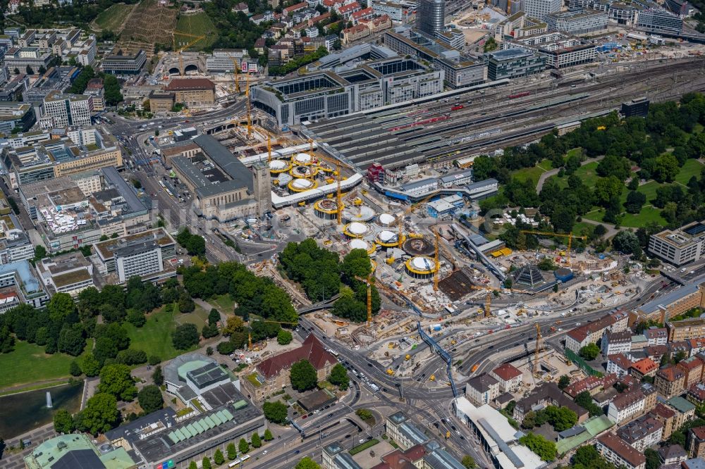 Luftbild Stuttgart - Bauarbeiten Stuttgart 21 am Hauptbahnhof in Stuttgart im Bundesland Baden-Württemberg