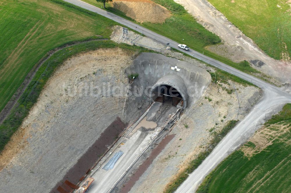 Theuern von oben - Bauarbeiten am Tunnel- Baumleite in Süd- Thüringen