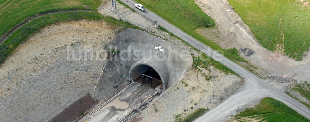 Theuern von oben - Bauarbeiten am Tunnel- Baumleite in Süd- Thüringen