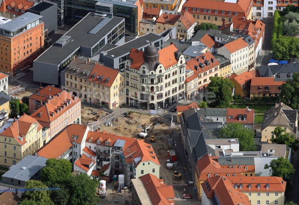 Luftaufnahme Weimar - Bauarbeiten am Wielandplatz in Weimar im Bundesland Thüringen