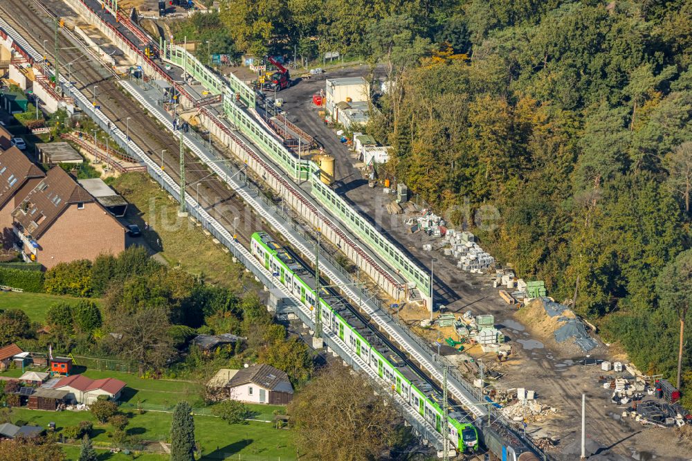 Luftbild Voerde (Niederrhein) - Bauarbeiten zum Neubau von Bahnsteigen am Bahnhof in Voerde (Niederrhein) im Bundesland Nordrhein-Westfalen, Deutschland