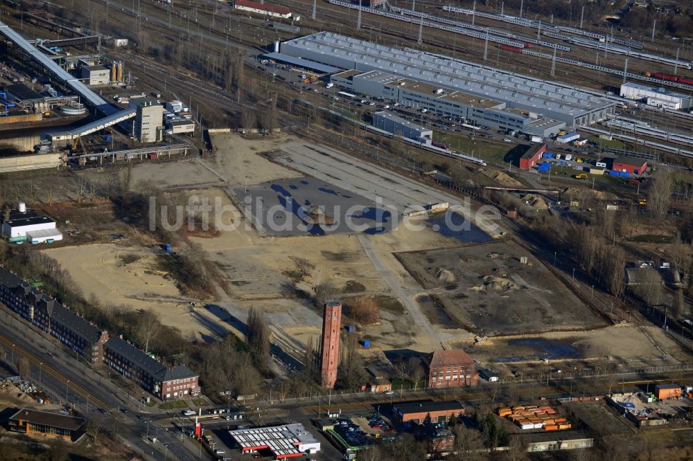 Luftaufnahme Berlin - Baubrache am Kraftwerk Klingenberg in Berlin-Rummelsburg