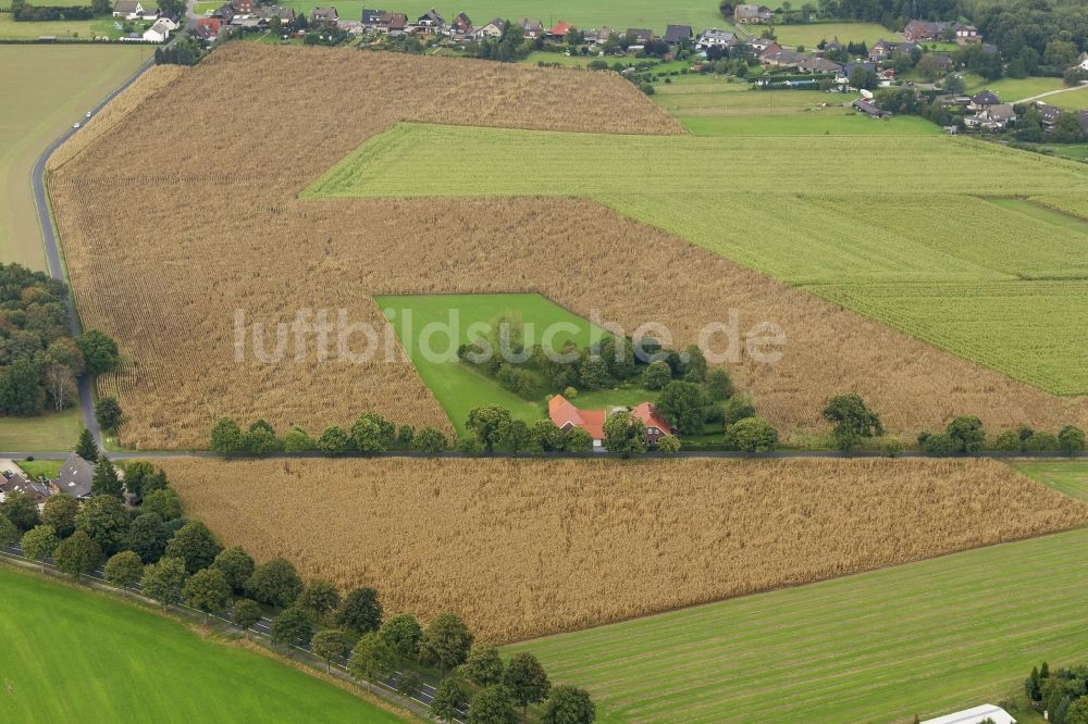 Alpen aus der Vogelperspektive: Bauernhof an der Bönninghardter Straße in der Nähe von Alpen in Nordrhein-Westfalen