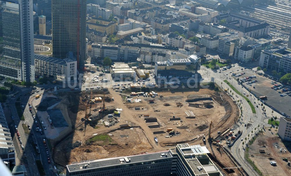 Luftbild Frankfurt am Main - Baufeld des künftigen Gebäudekomplex Skyline Plaza in Frankfurt / Main