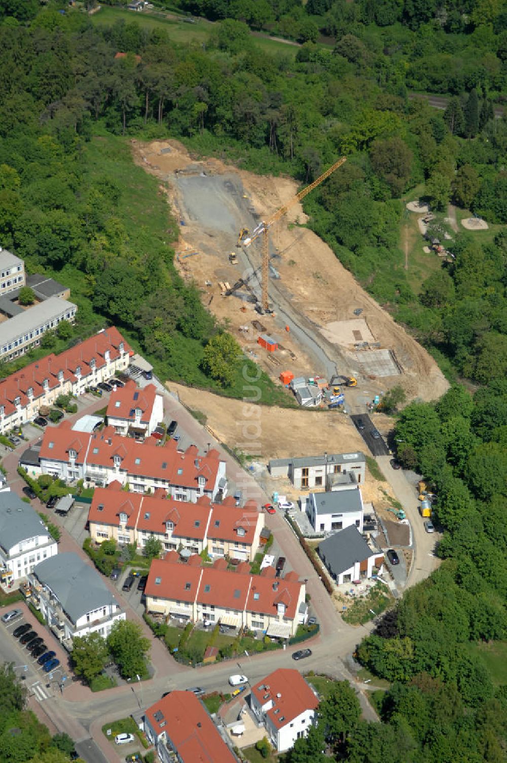 Luftaufnahme Bad Vilbel - Baufeld der Wohnanlage am Tannenweg in Bad Vilbel