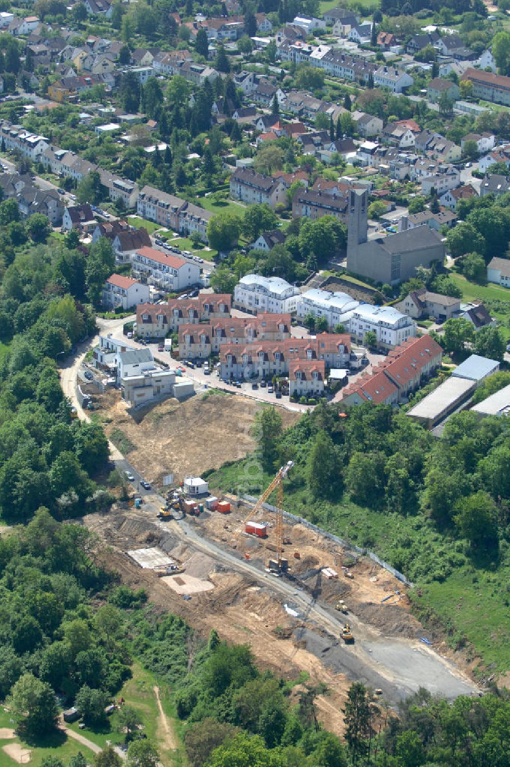 Luftaufnahme Bad Vilbel - Baufeld der Wohnanlage am Tannenweg in Bad Vilbel