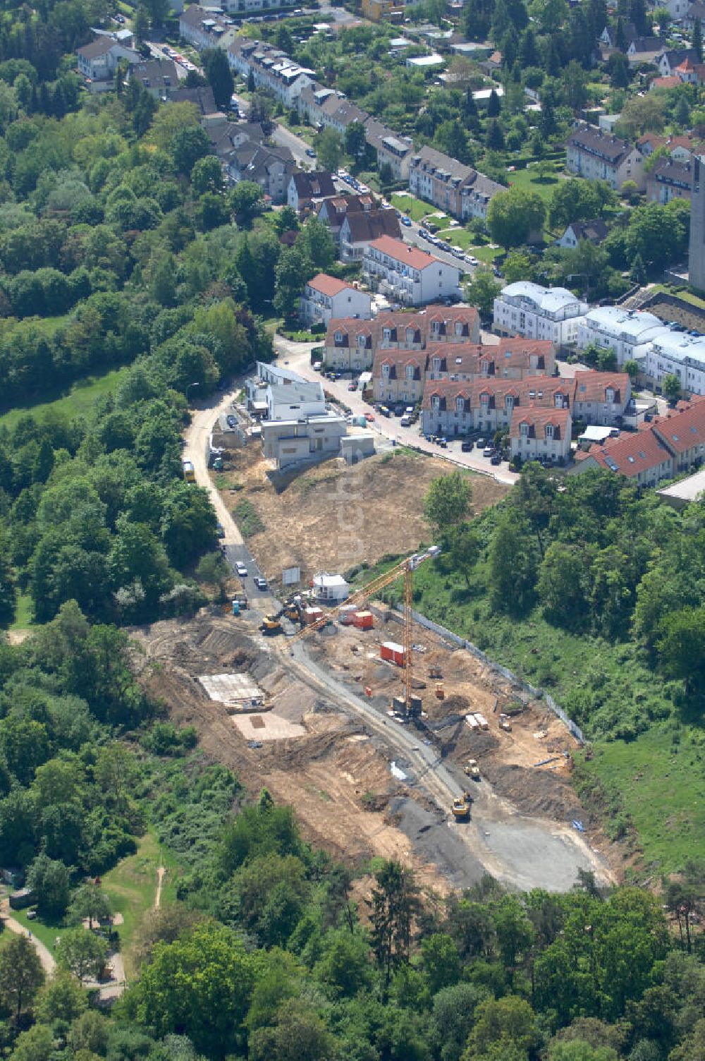 Bad Vilbel von oben - Baufeld der Wohnanlage am Tannenweg in Bad Vilbel