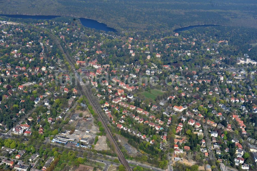 Berlin Zehlendorf aus der Vogelperspektive: Baufeldes der NCC Deutschland an der Fürstenstraße / Potsdamer Straße in 14163 Berlin- Zehlendorf