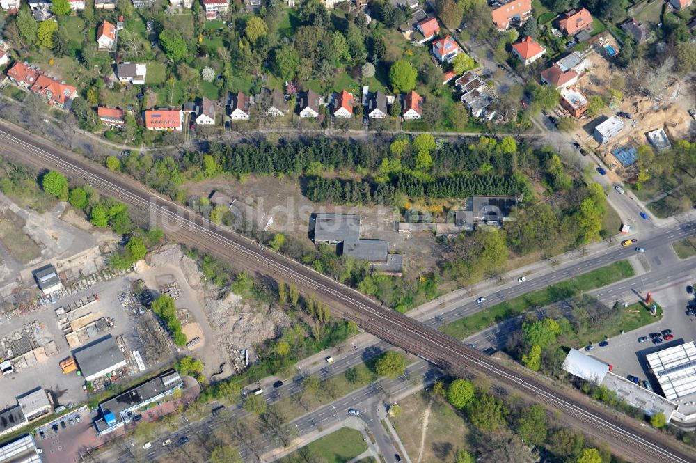 Berlin Zehlendorf aus der Vogelperspektive: Baufeldes der NCC Deutschland an der Fürstenstraße / Potsdamer Straße in 14163 Berlin- Zehlendorf