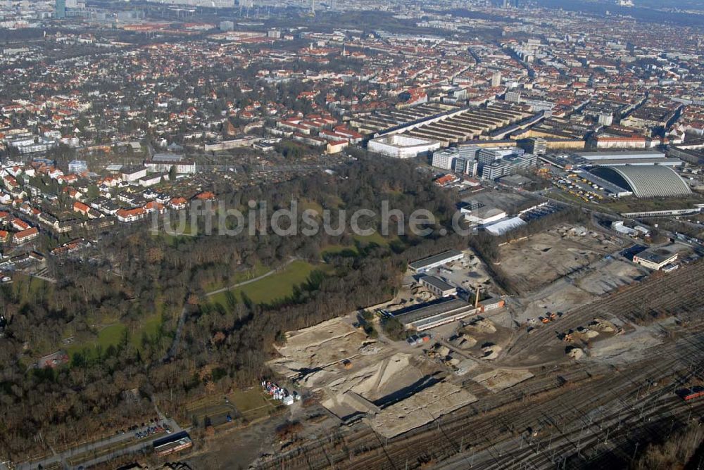 München aus der Vogelperspektive: Baufläche für das neue Stadtquartier ?Am Hirschgarten? in München Nymphenburg.