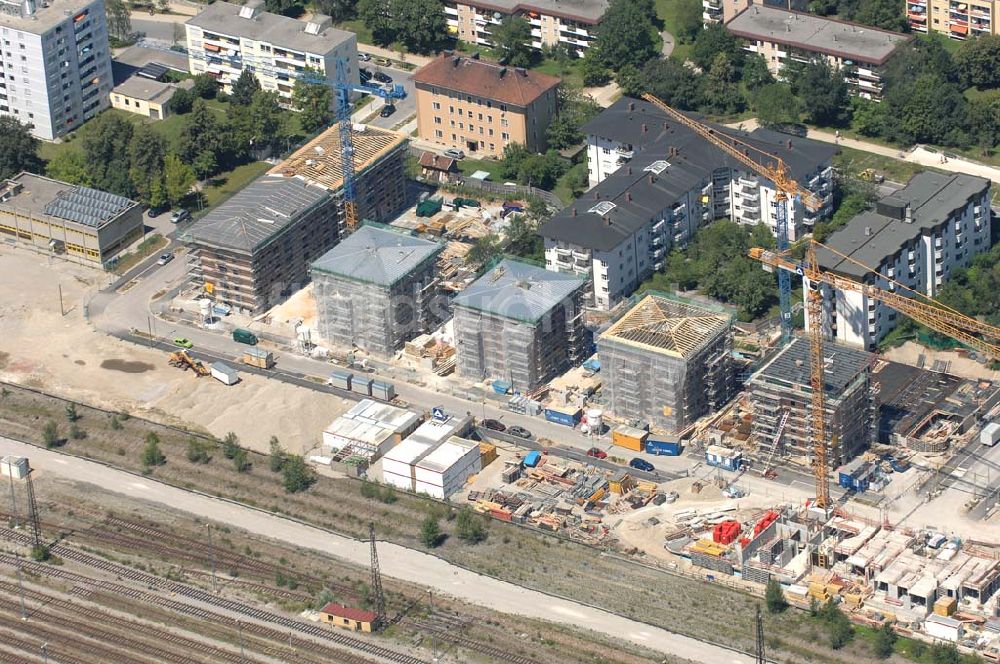 München Nymphenburg aus der Vogelperspektive: Baufläche für das neue Stadtquartier ?Am Hirschgarten? in München Nymphenburg.