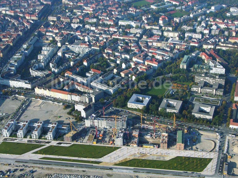  München (Bayern) von oben - Baugelände des Wohngebietes Arnulfpark - München (Bayern)