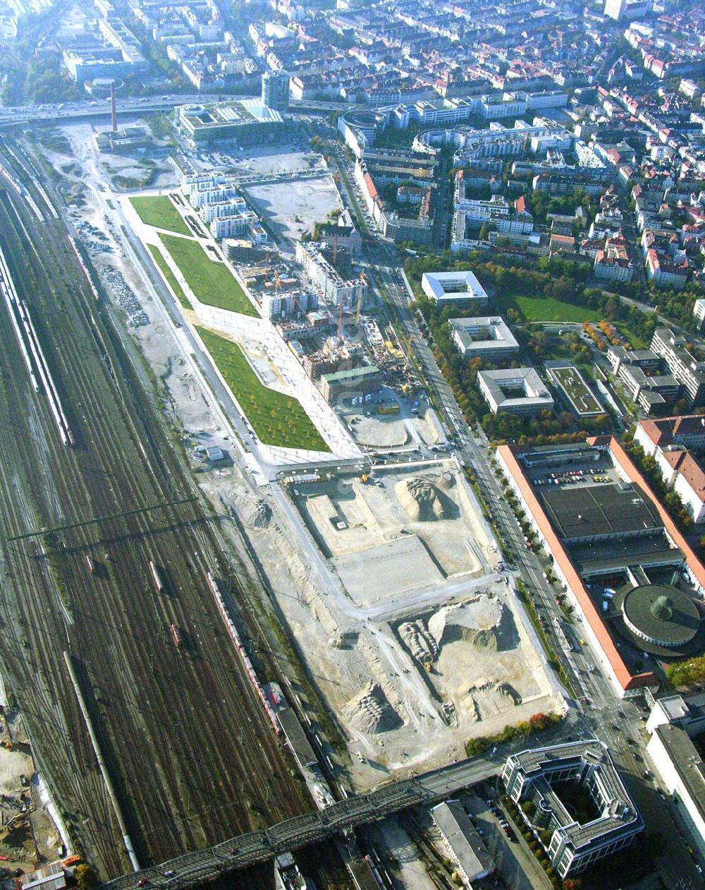 Luftbild München (Bayern) - Baugelände des Wohngebietes Arnulfpark - München (Bayern)