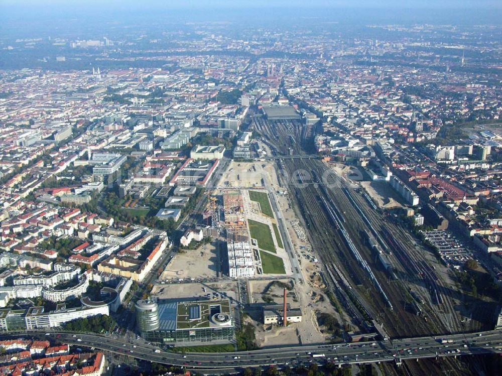  München (Bayern) von oben - Baugelände des Wohngebietes Arnulfpark - München (Bayern)