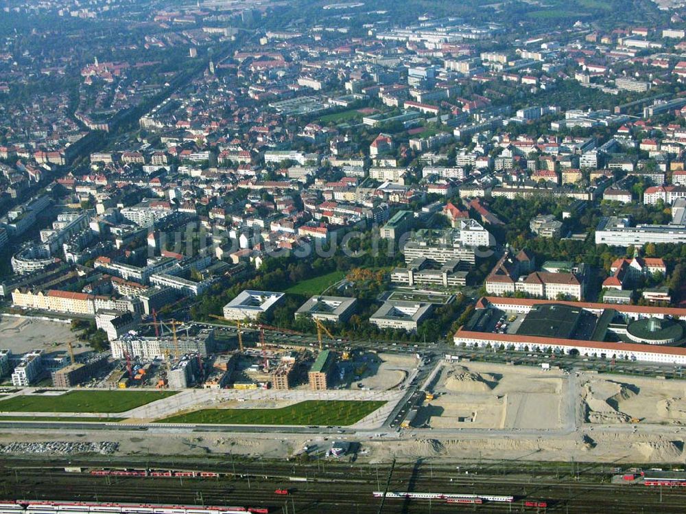  München (Bayern) von oben - Baugelände des Wohngebietes Arnulfpark - München (Bayern)