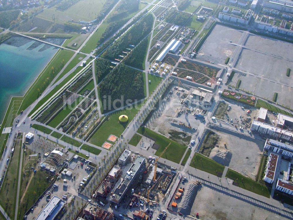 München (Bayern) aus der Vogelperspektive: Baugelände des Wohngebietes nahe dem BUGA-Gelände - München (Bayern)