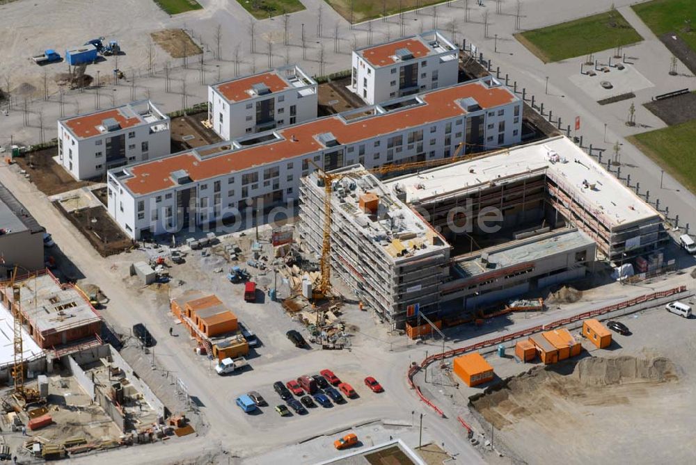 München Riem von oben - Baugelände des Wohngebietes nahe dem Messe- und BUGA-Gelände - M