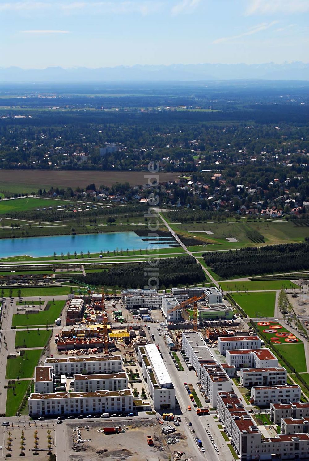 Luftaufnahme München - Riem - Baugelände des Wohngebietes nahe dem Messe- und BUGA-Gelände - München (Bayern)