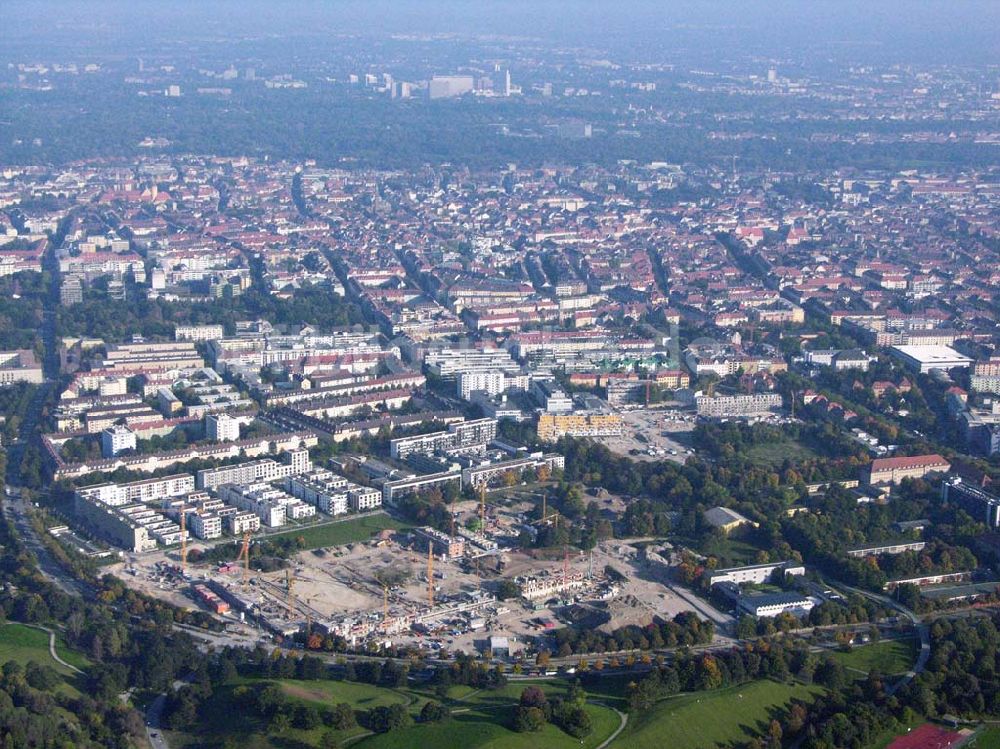 Luftbild München (Bayern) - Baugelände des Wohngebietes Olympiapark - München (Bayern)