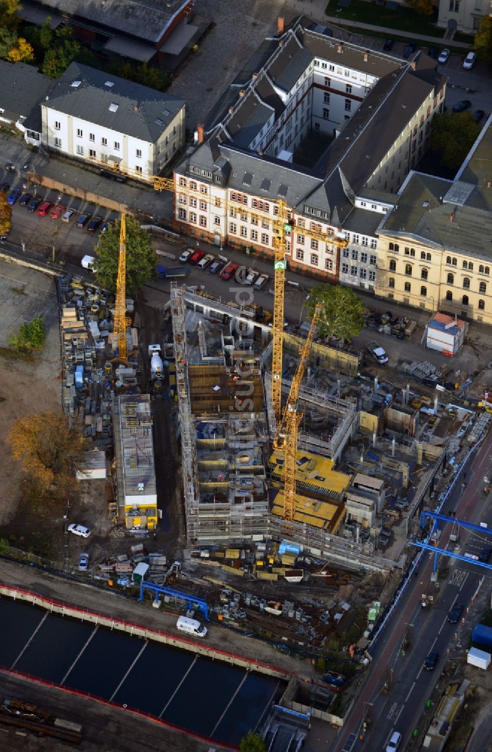 Luftaufnahme Berlin - Baugeschehen auf dem Entwicklungsgebiet Europacity an der Heidestraße im Ortsteil Moabit in Berlin - Mitte