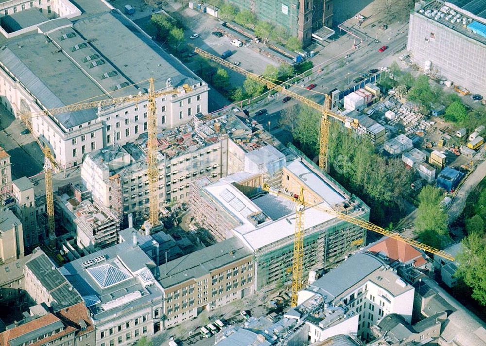 Luftaufnahme Berlin - Baugeschehen an der Jägerstraße hinter dem Gendarmenmarkt in Berlin - Mitte.