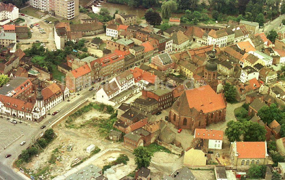 Spremberg / Brandenburg aus der Vogelperspektive: Baugeschehen im Stadtkern von Spremberg in Brandenburg.