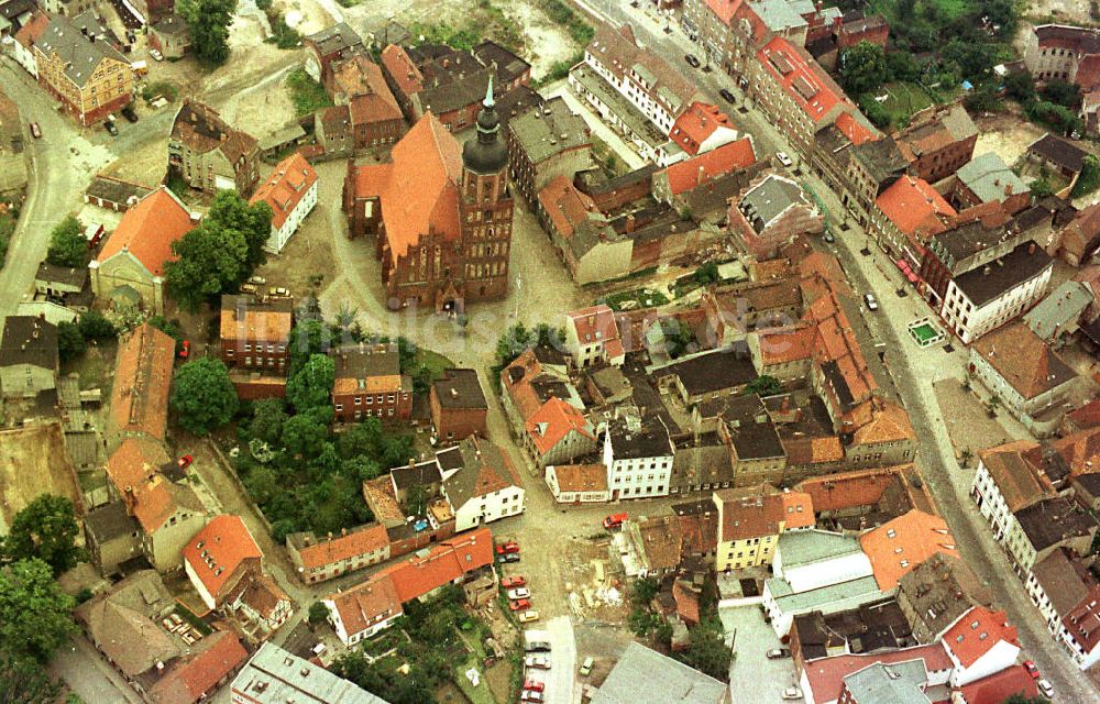 Spremberg / Brandenburg aus der Vogelperspektive: Baugeschehen im Stadtkern von Spremberg in Brandenburg.