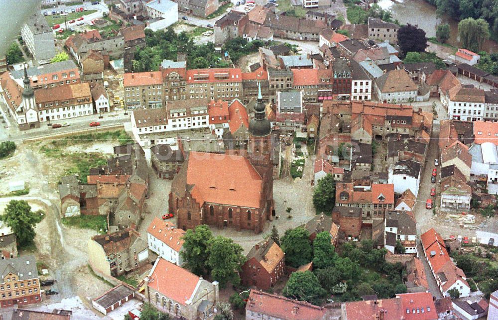 Spremberg / Brandenburg aus der Vogelperspektive: Baugeschehen im Stadtkern von Spremberg in Brandenburg.