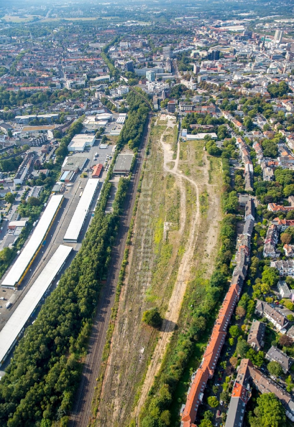 Luftbild Dortmund - Bauland Brache des ehemaligen Ostgüterbahnhofs in Dortmund im Bundesland Nordrhein-Westfalen