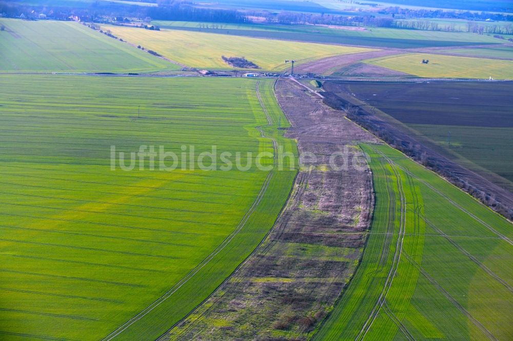 Luftaufnahme Meilendorf - Bauland des künftigen Straßenverlauf der B6n in Meilendorf im Bundesland Sachsen-Anhalt, Deutschland