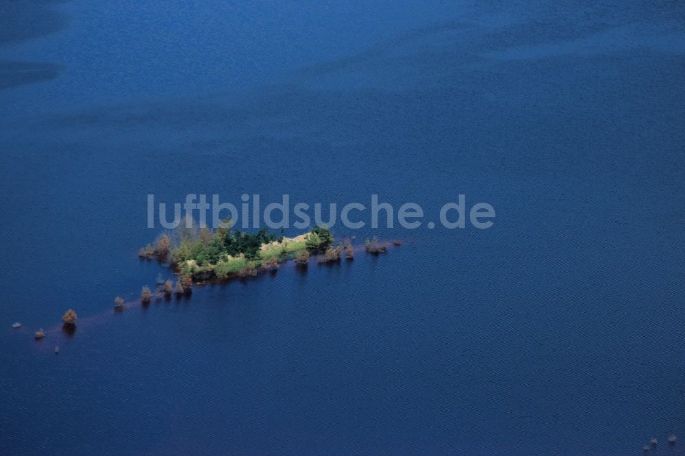 Luckau von oben - Baum- See- Insel auf dem Schlabendorfer See in Luckau im Bundesland Brandenburg