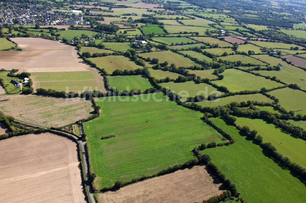 Luftbild La Meignanne - Baumreihen und Hecken auf Feldern bei La Meignanne in Pays de la Loire, Frankreich