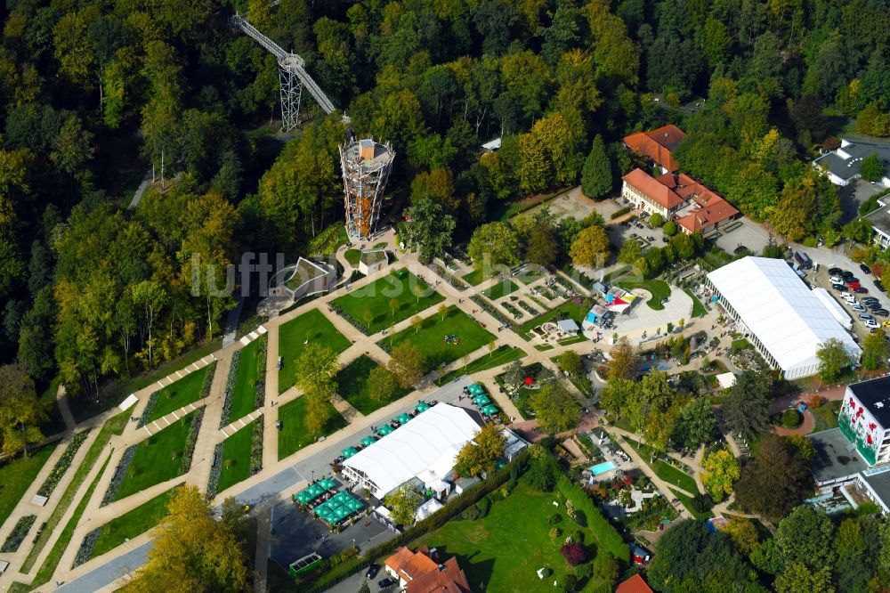 Luftbild Bad Iburg - Baumwipfelpfad und Aussichtsturm der LAGA Landesgartenschau in Bad Iburg im Bundesland Niedersachsen, Deutschland