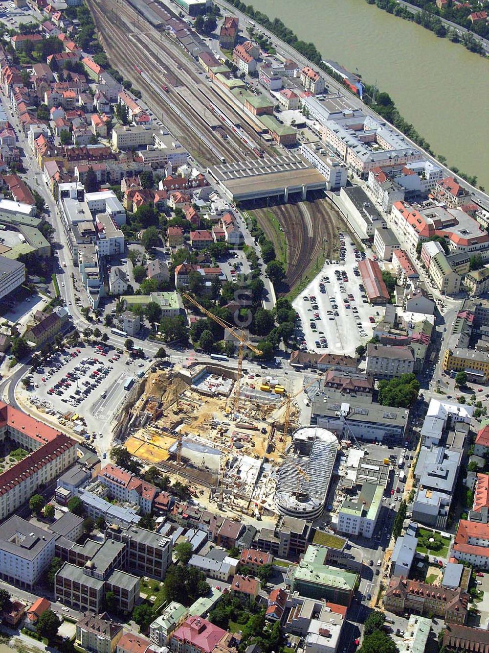 Passau von oben - Bauprojekt Neue Mitte - Passau