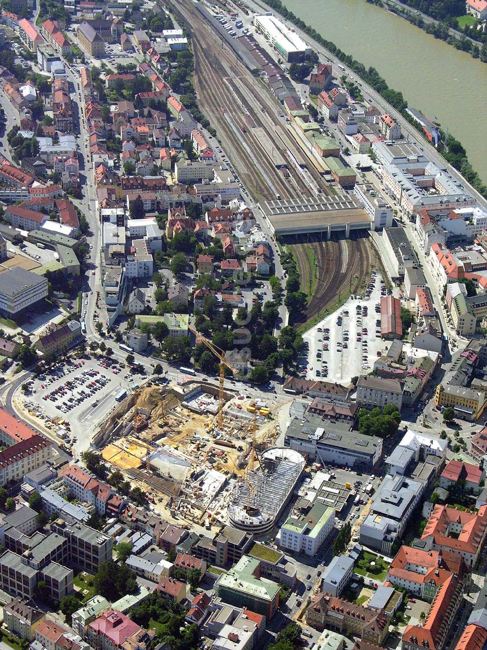 Passau aus der Vogelperspektive: Bauprojekt Neue Mitte - Passau